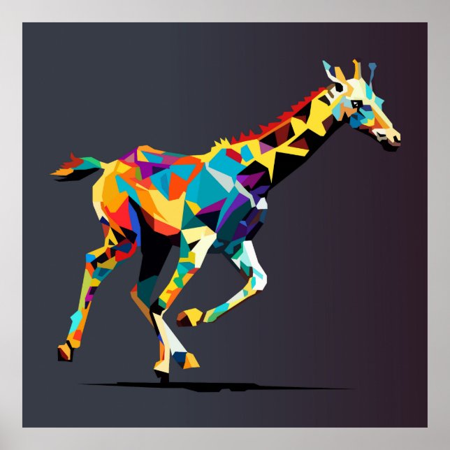 Giraffe running pop art  poster (Front)
