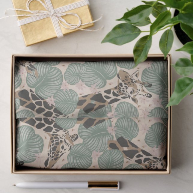 Giraffe Safari Animal Botanical Birthday Tissue Paper (Creator Uploaded)