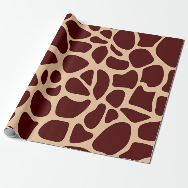 Giraffe Safari Animal Pattern Wrapping Paper (Unrolled)