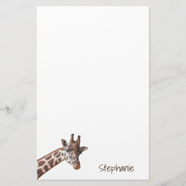 Giraffe Safari Animal Personalised Name Stationery (Front)