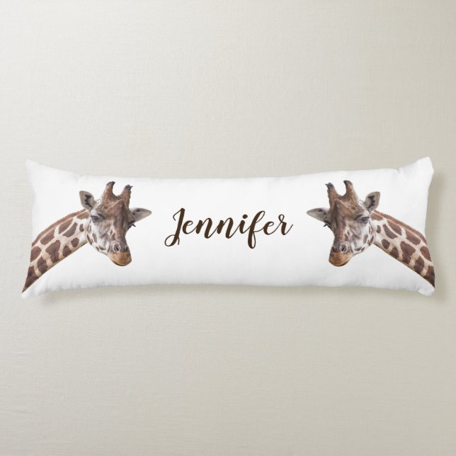 Giraffe Safari Animals Personalised Name Body Cushion (Front)
