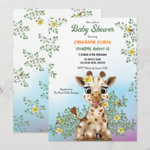 Giraffe Safari Baby Shower Invitation