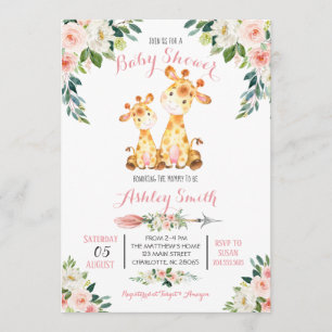 Giraffe Safari Baby Shower invitation, Invitation
