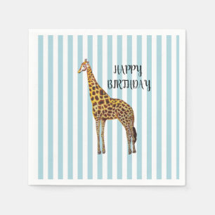 Giraffe Safari Blue Stripe Birthday Party  Napkin
