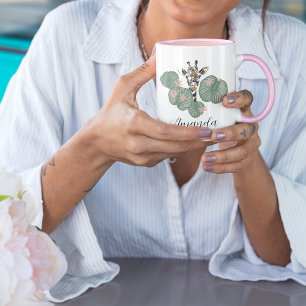 Giraffe Safari Cute Animal Botanical Birthday Mug