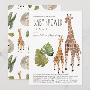 Giraffe Safari Gender-Neutral Baby Shower by Mail Invitation