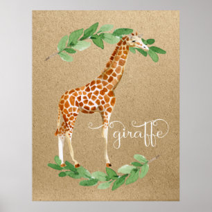 Giraffe Safari Gender Neutral Nursery Art Poster