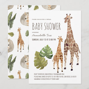 Giraffe Safari Gender-Neutral Virtual Baby Shower Invitation