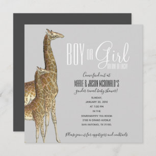 giraffe safari GENDER REVEAL baby shower Invitatio Invitation