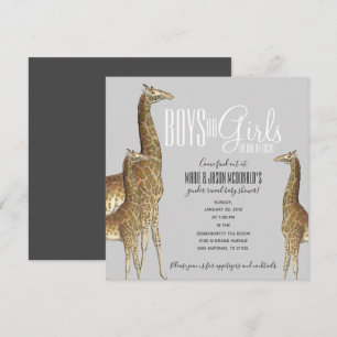 giraffe safari GENDER REVEAL twin baby shower Invi Invitation