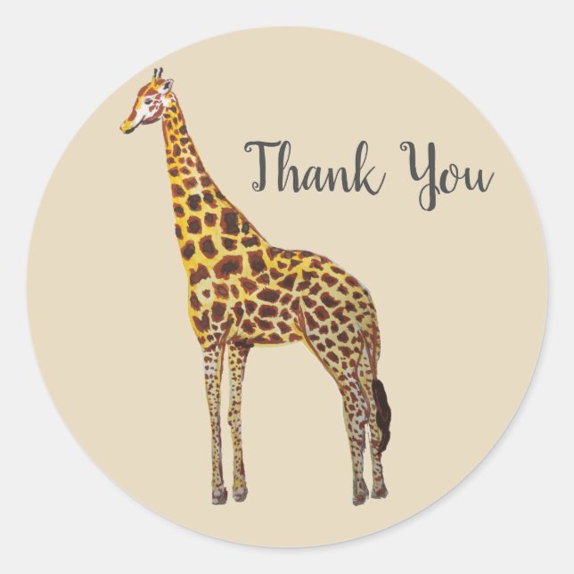 Giraffe Safari Party Thank You Stickers (Front)
