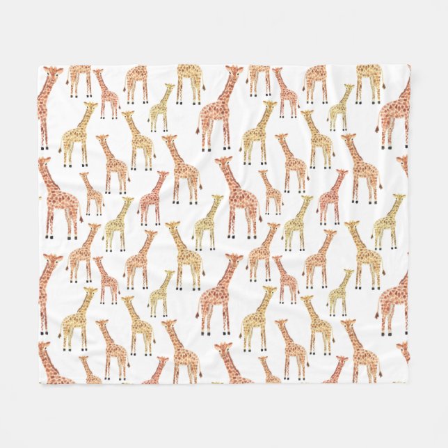 Giraffe Safari Print Fleece Blanket (Front (Horizontal))