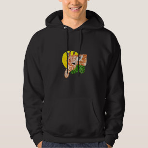 Giraffe Safari Sun With Monstera Leaves Nature Hoodie