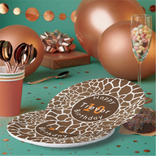 Giraffe safari themed birthday paper plate