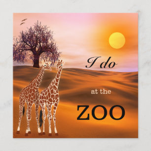 Giraffe Safari Zoo Wedding Invitation