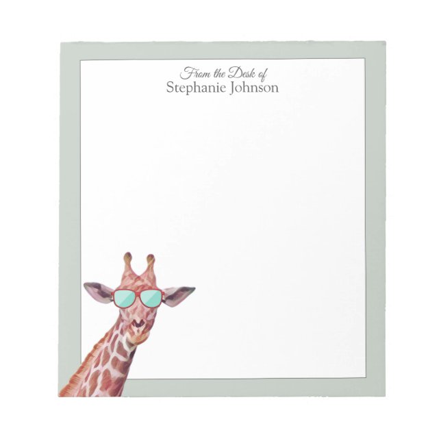 Giraffe Sage Monogram From the Desk of Template  Notepad (Front)