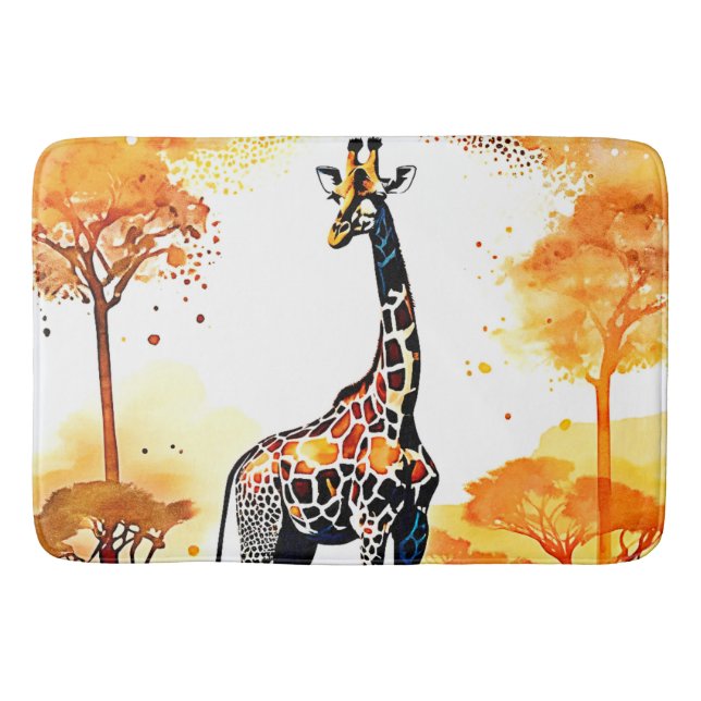 Giraffe Savannah Art Bath Mat (Front)