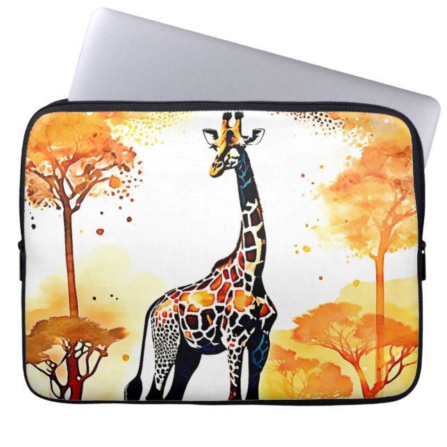 Giraffe Savannah Art Laptop Sleeve (Front)