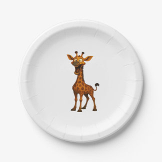 Giraffe Scare Funny Animal Motif Oversized T-Shirt Paper Plate
