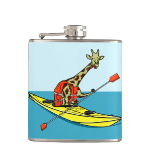 Giraffe sea kayaking hip flask