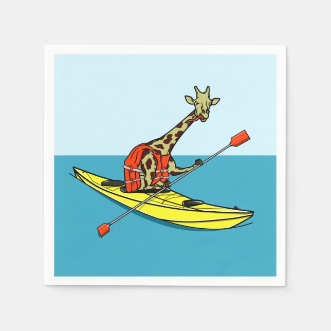 Giraffe sea kayaking napkin (Front)