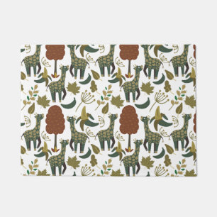 Giraffe seamless pattern   colorful floral pattern doormat