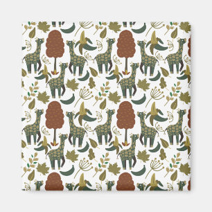 Giraffe seamless pattern colorful floral pattern magnet
