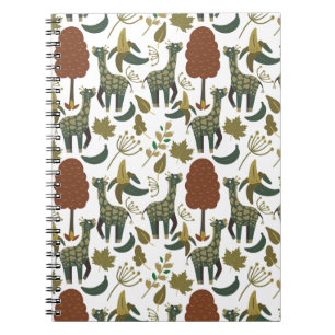 Giraffe seamless pattern colorful floral pattern notebook