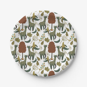 Giraffe seamless pattern   colorful floral pattern paper plate