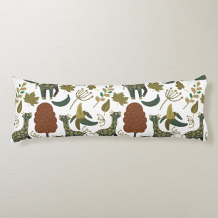 Giraffe seamless pattern colourful floral patter body cushion