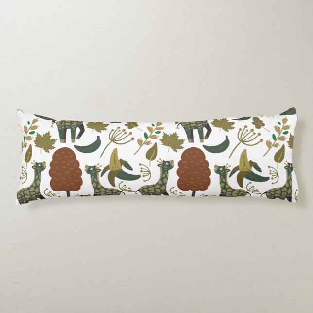 Giraffe seamless pattern | colourful floral patter body cushion (Front)