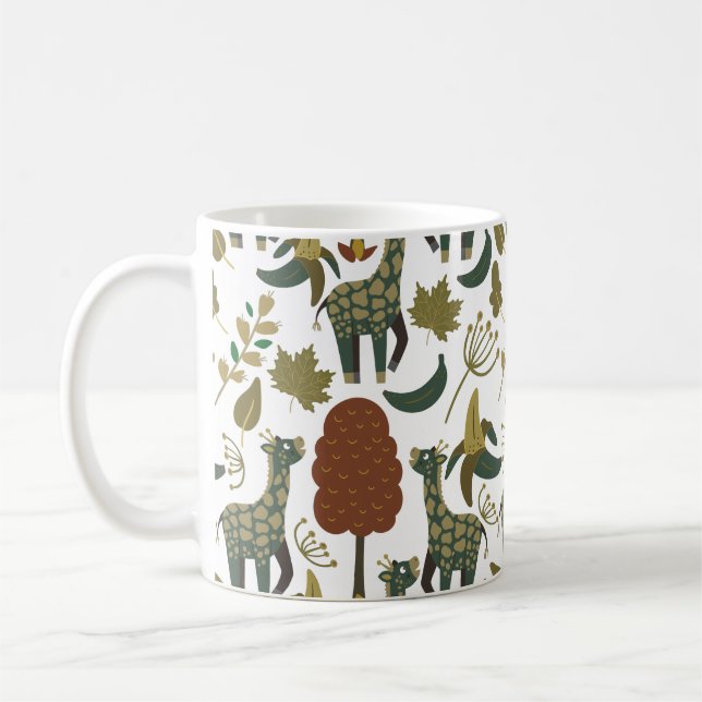 Giraffe seamless pattern | colourful floral patter coffee mug (Left)