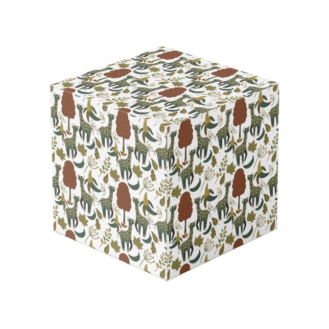 Giraffe seamless pattern | colourful floral patter cube (Front Angled)