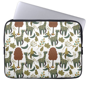 Giraffe seamless pattern colourful floral patter laptop sleeve