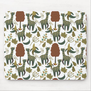 Giraffe seamless pattern colourful floral patter mouse mat