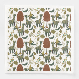 Giraffe seamless pattern colourful floral patter napkin
