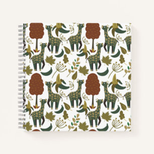 Giraffe seamless pattern colourful floral patter notebook