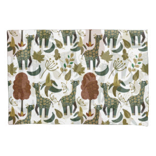 Giraffe seamless pattern   colourful floral patter pillowcase