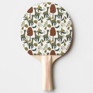 Giraffe seamless pattern colourful floral patter ping pong paddle