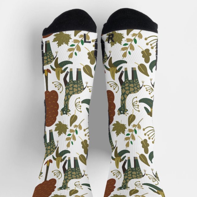 Giraffe seamless pattern | colourful floral patter socks (Top)