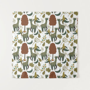 Giraffe seamless pattern colourful floral patter tapestry