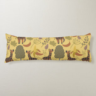 Giraffe seamless pattern yellow background body cushion