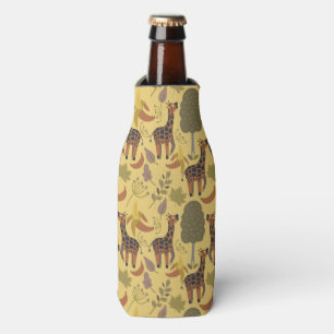 Giraffe seamless pattern yellow background bottle cooler