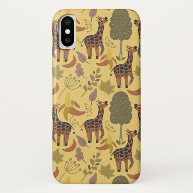 Giraffe seamless pattern yellow background Case-Mate iPhone case (Back)