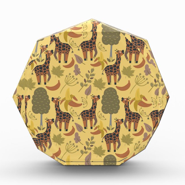 Giraffe seamless pattern yellow background photo block (Front)