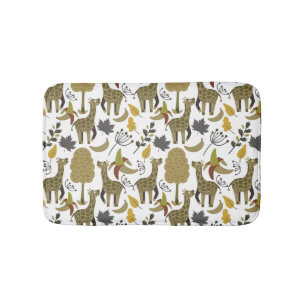 Giraffe seamless pattern yellow white tall bath mat