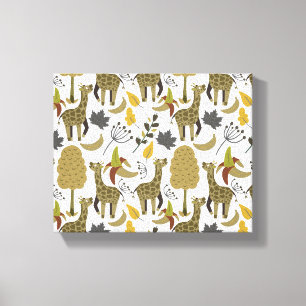 Giraffe seamless pattern yellow white tall canvas print