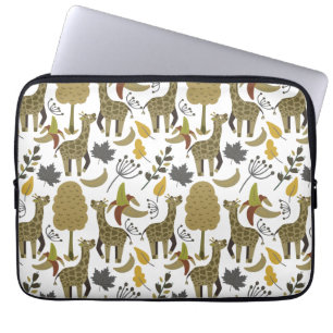 Giraffe seamless pattern yellow white tall laptop sleeve
