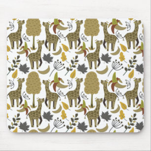 Giraffe seamless pattern yellow white tall mouse mat