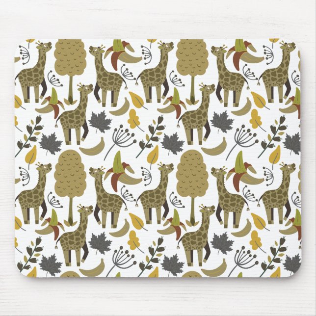 Giraffe seamless pattern yellow white tall mouse mat (Front)